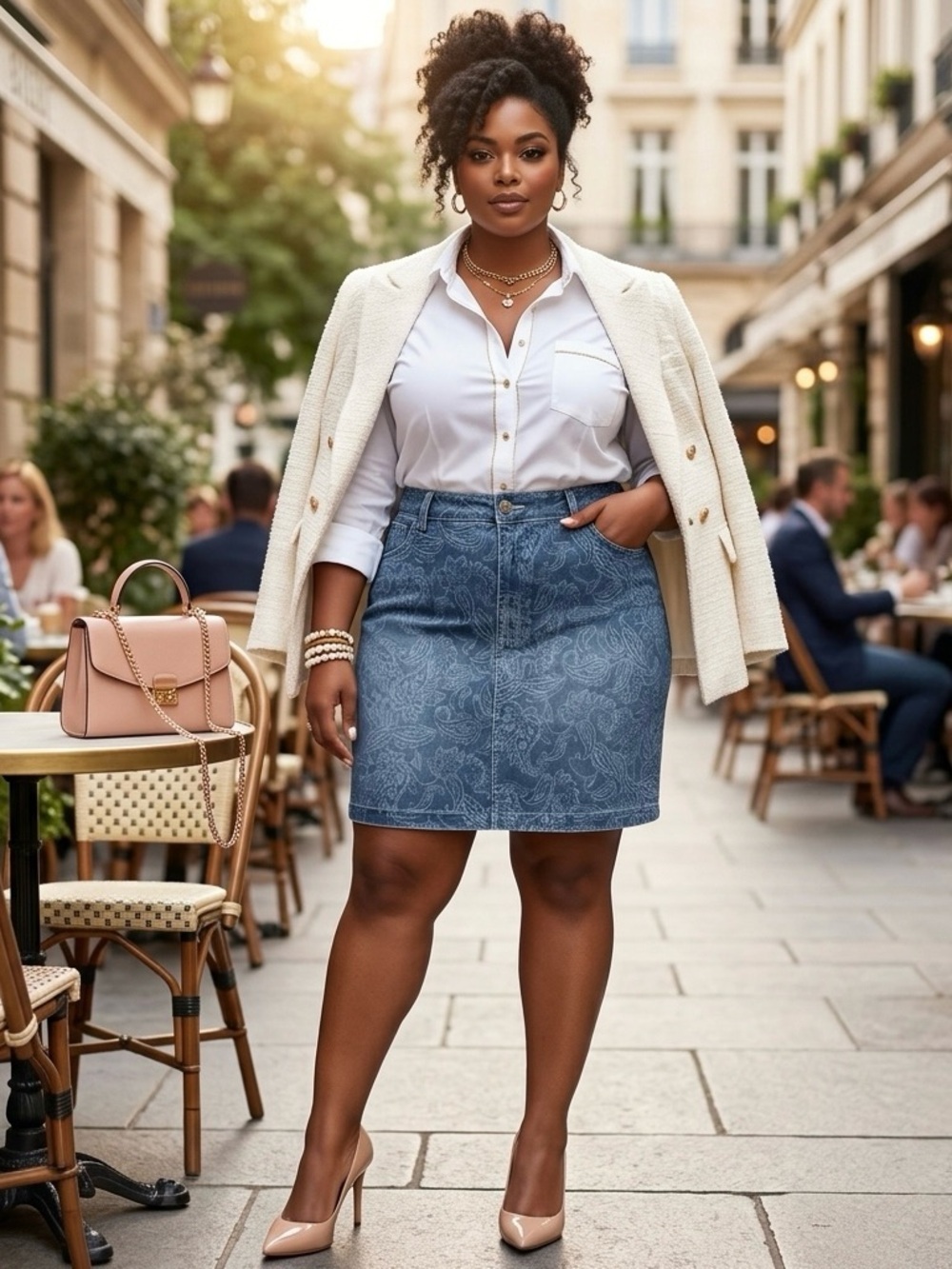 Seven7 Blue Paisley Denim Mini Skirt